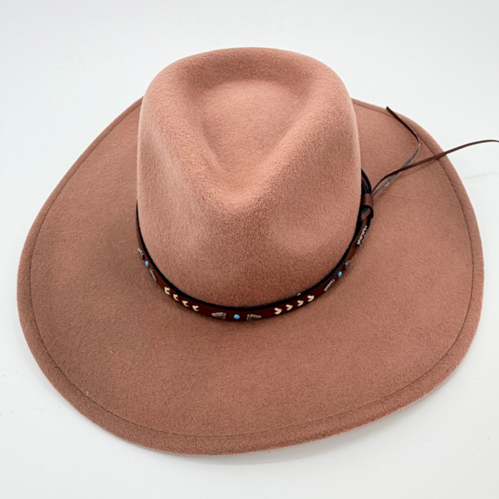 Eddy Bros Broken Arrow Western Cowboy Hat Small Brown Felt Studded Band